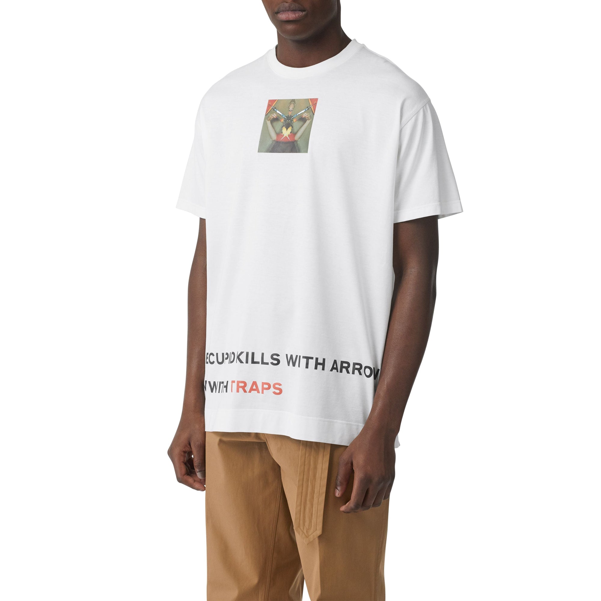 T-shirt en coton avec imprimé montage - Blanc Optique