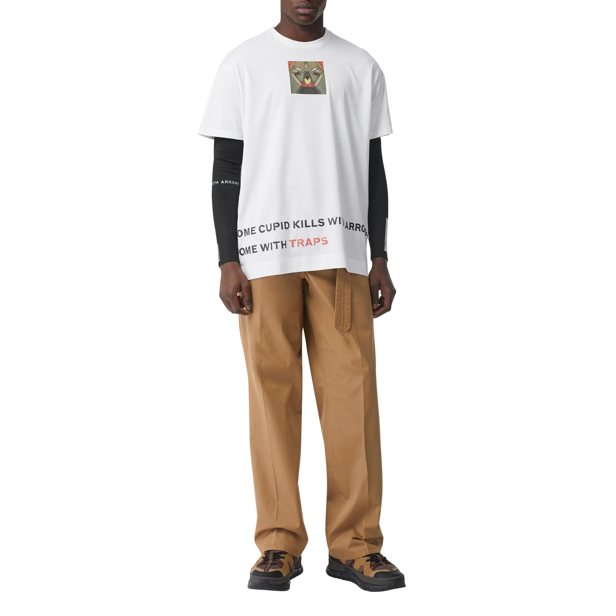 T-shirt en coton avec imprimé montage - Blanc Optique