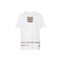 T-shirt en coton avec imprimé montage - Blanc Optique