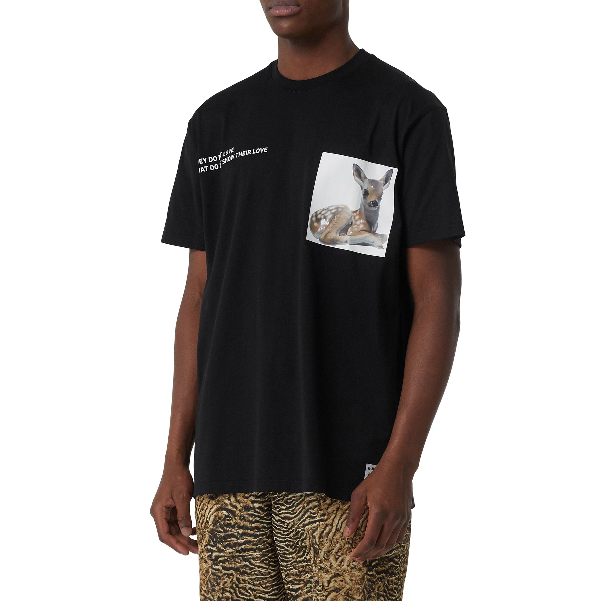 T-shirt oversize en coton à imprimé montage - Noir