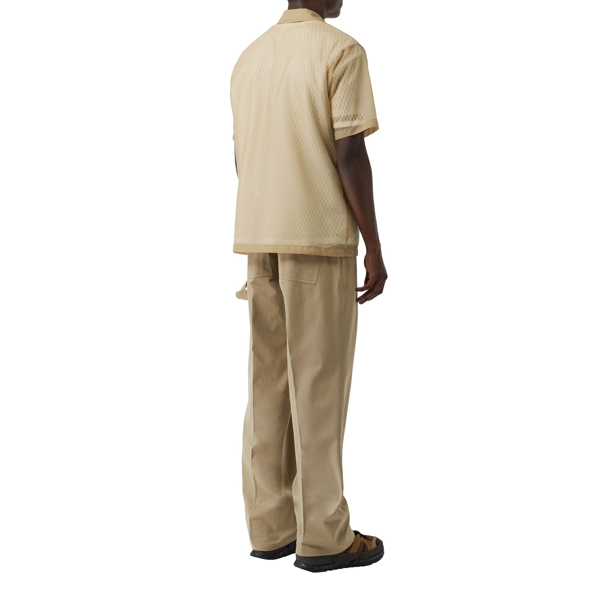 Chemise diaphane à manches courtes avec imprimé montage - Miel
