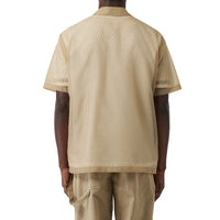 Chemise diaphane à manches courtes avec imprimé montage - Miel