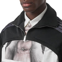 Chemise à imprimé montage avec empiècement haut de survêtement - Blanc & noir