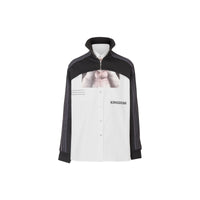 Chemise à imprimé montage avec empiècement haut de survêtement - Blanc & noir