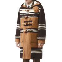 Duffle-coat en laine avec rayures - Camel