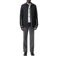 Veste utilitaire en lin technique rayée réversible - Noir