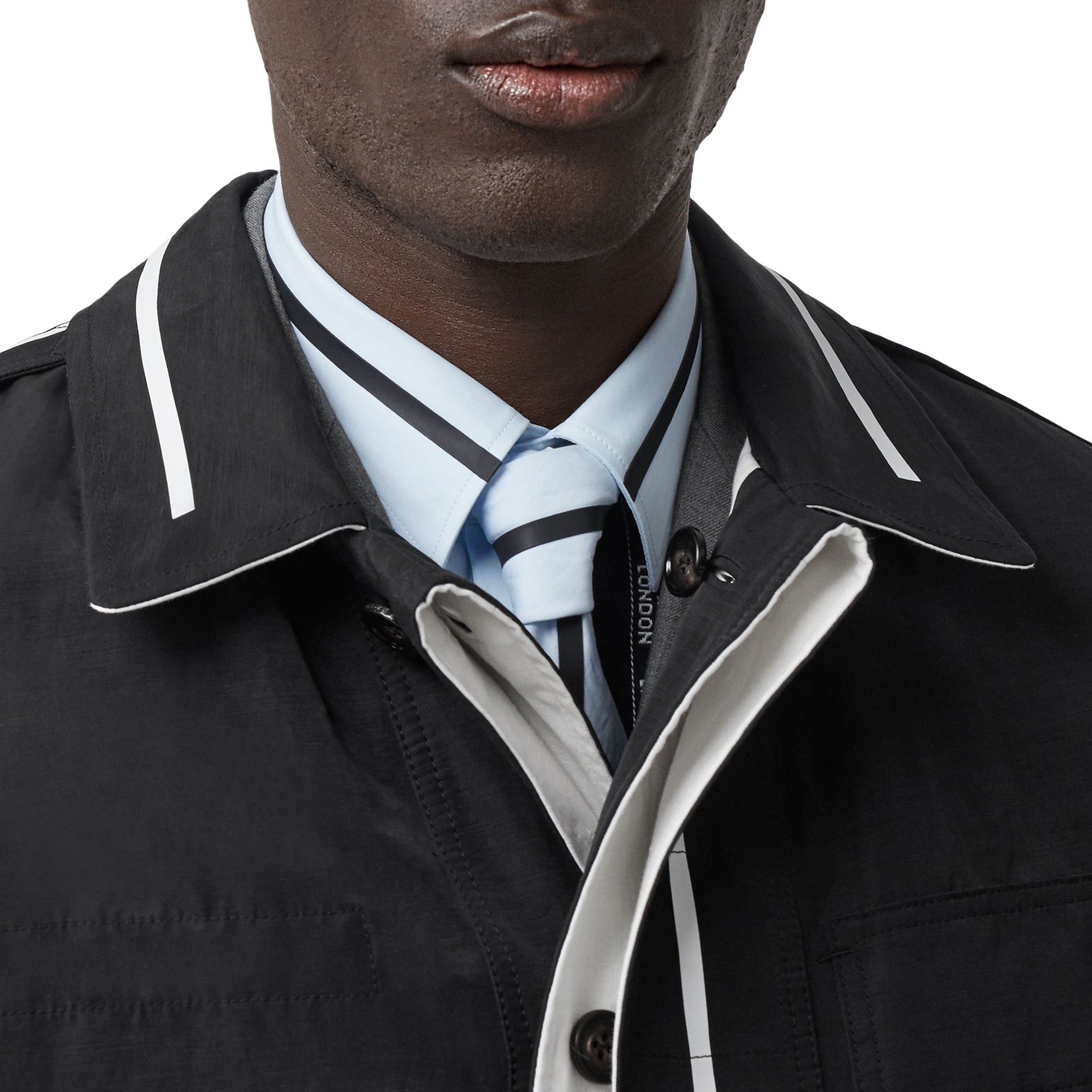 BLACK Veste utilitaire en lin technique rayée réversible
