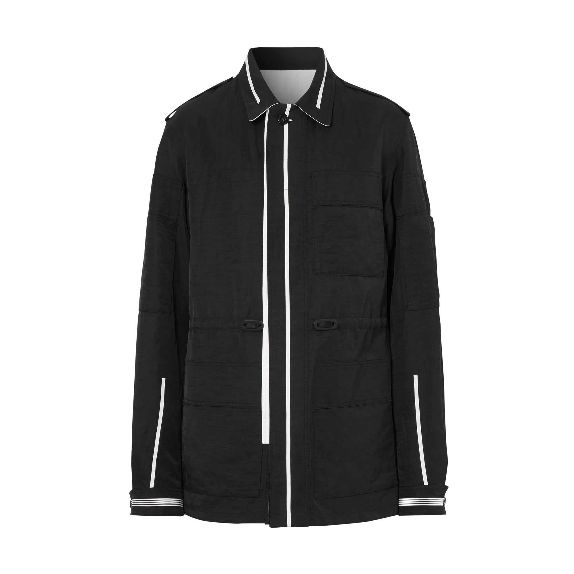 BLACK Veste utilitaire en lin technique rayée réversible