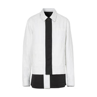 Veste utilitaire en lin technique rayée réversible - Noir