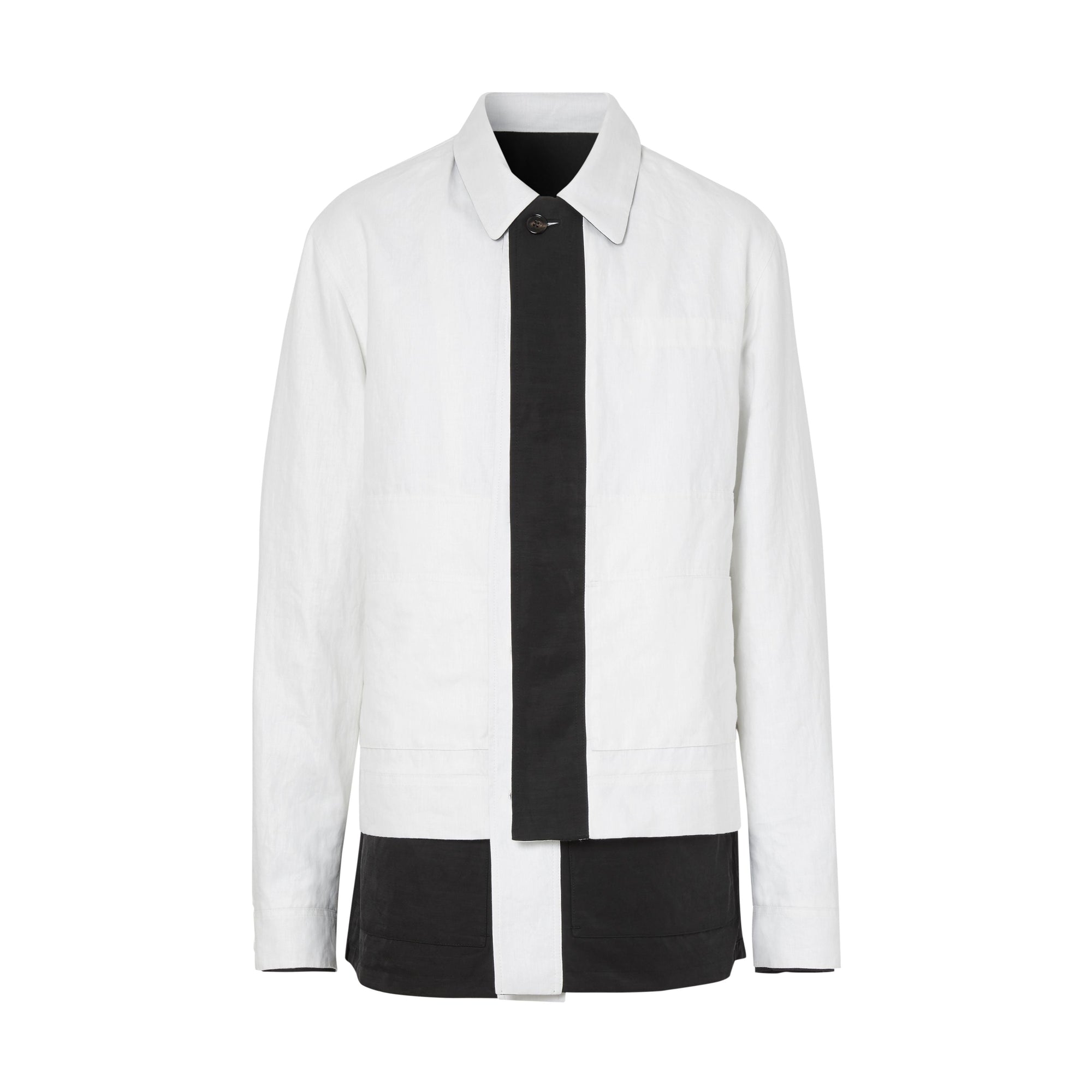Veste utilitaire en lin technique rayée réversible - Noir
