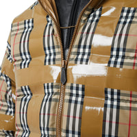 Doudoune vintage check avec ruban adhésif - Beige d'archive