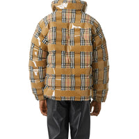 Doudoune vintage check avec ruban adhésif - Beige d'archive
