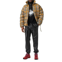 Doudoune vintage check avec ruban adhésif - Beige d'archive