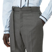 Pantalon de costume en laine avec ceinture - Gris anthracite
