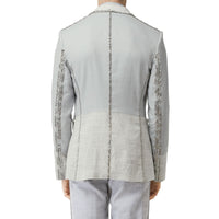 Veste en lin technique avec cristaux brodés - Gris galet clair