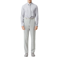 Pantalon en lin technique avec cristaux brodés - Gris galet clair