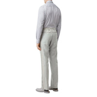 Pantalon en lin technique avec cristaux brodés - Gris galet clair