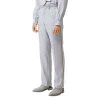 Pantalon en lin technique avec cristaux brodés - Gris galet clair