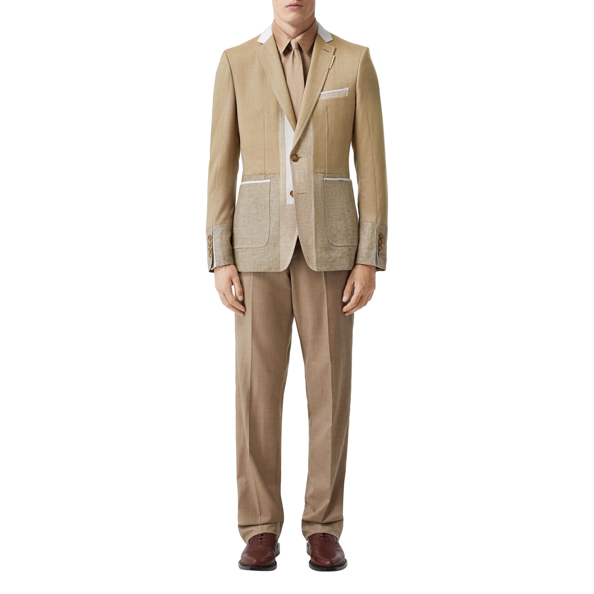 Veste de costume en laine - Camaïeu de noix de pécan