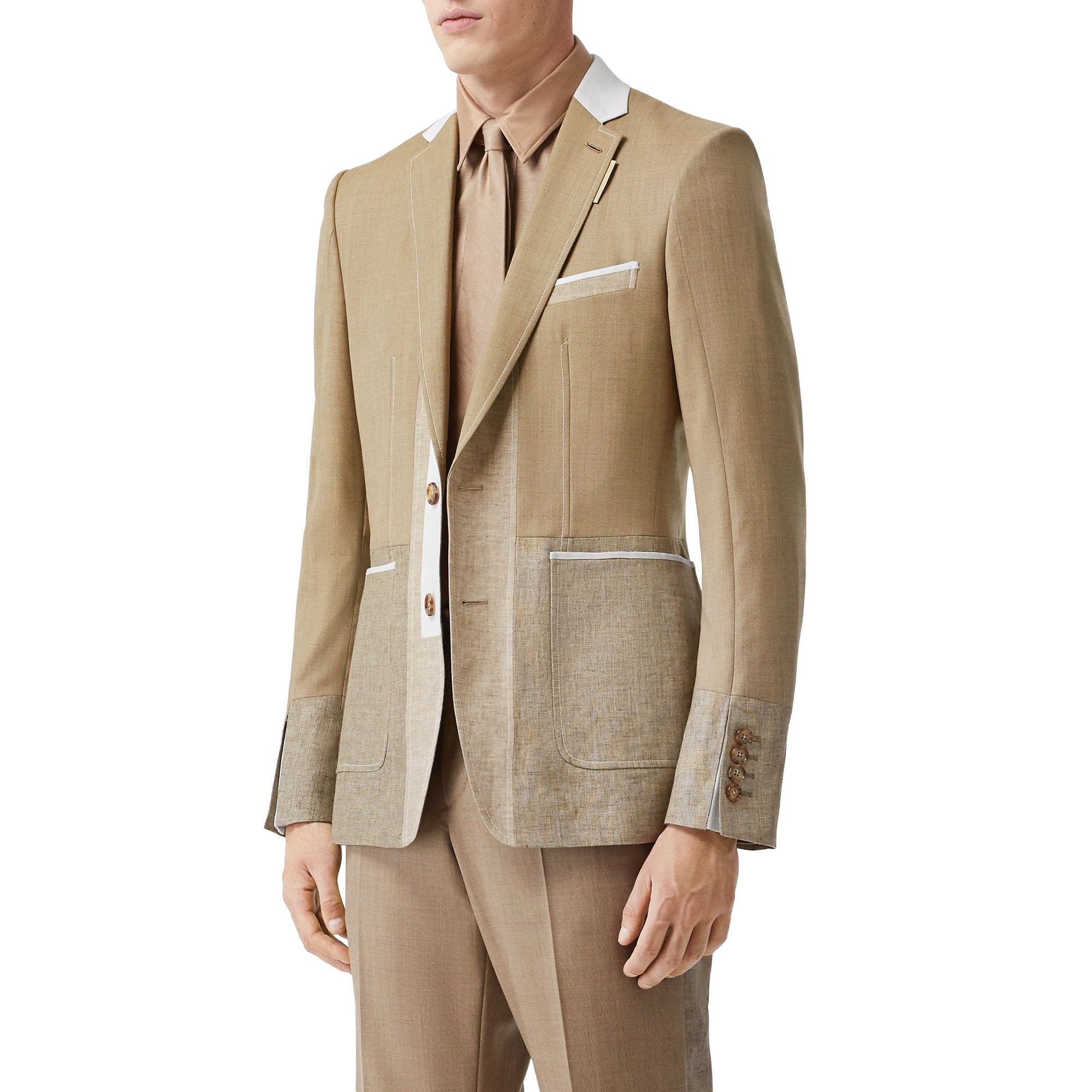 Veste de costume en laine - Camaïeu de noix de pécan