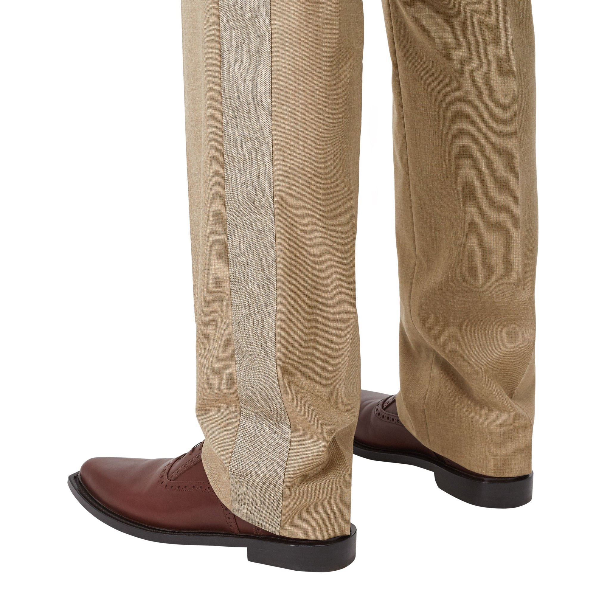 Pantalon de costume en laine - Camaïeu de noix de pécan