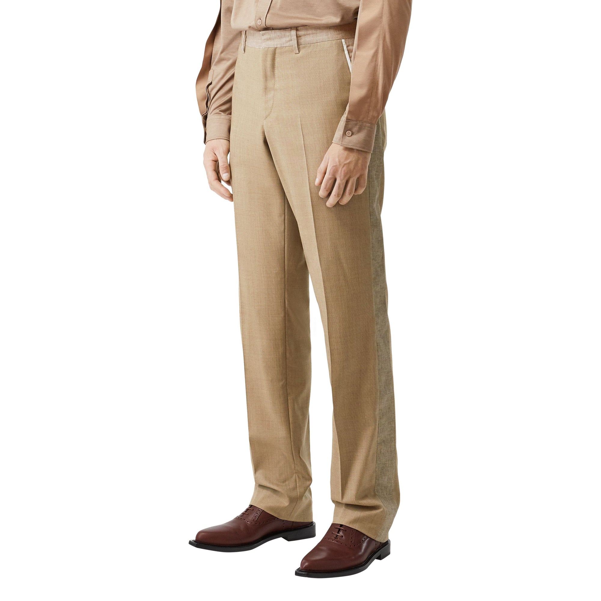 Pantalon de costume en laine - Camaïeu de noix de pécan