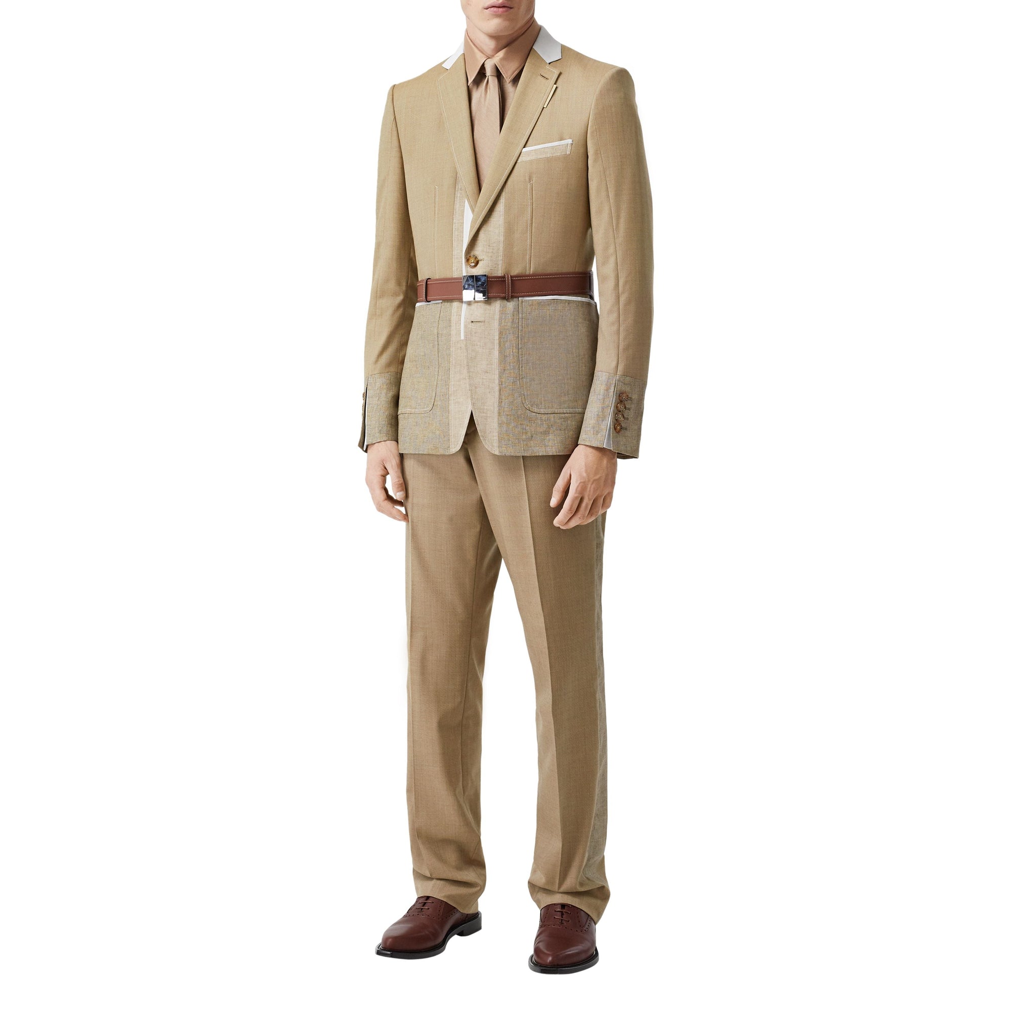 Pantalon de costume en laine - Camaïeu de noix de pécan