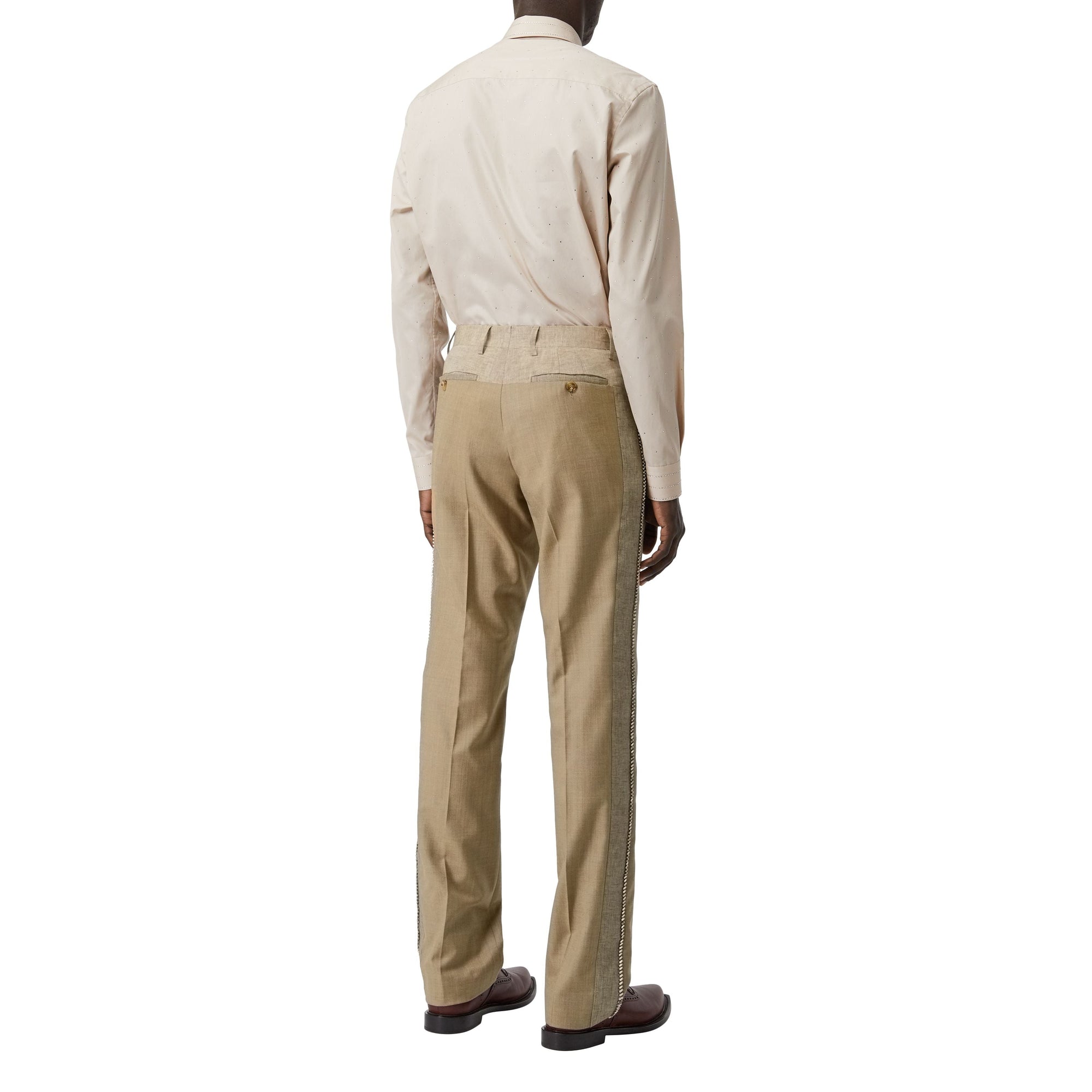 Pantalon en laine et cachemire avec cristaux brodés - Camaïeu de noix de pécan