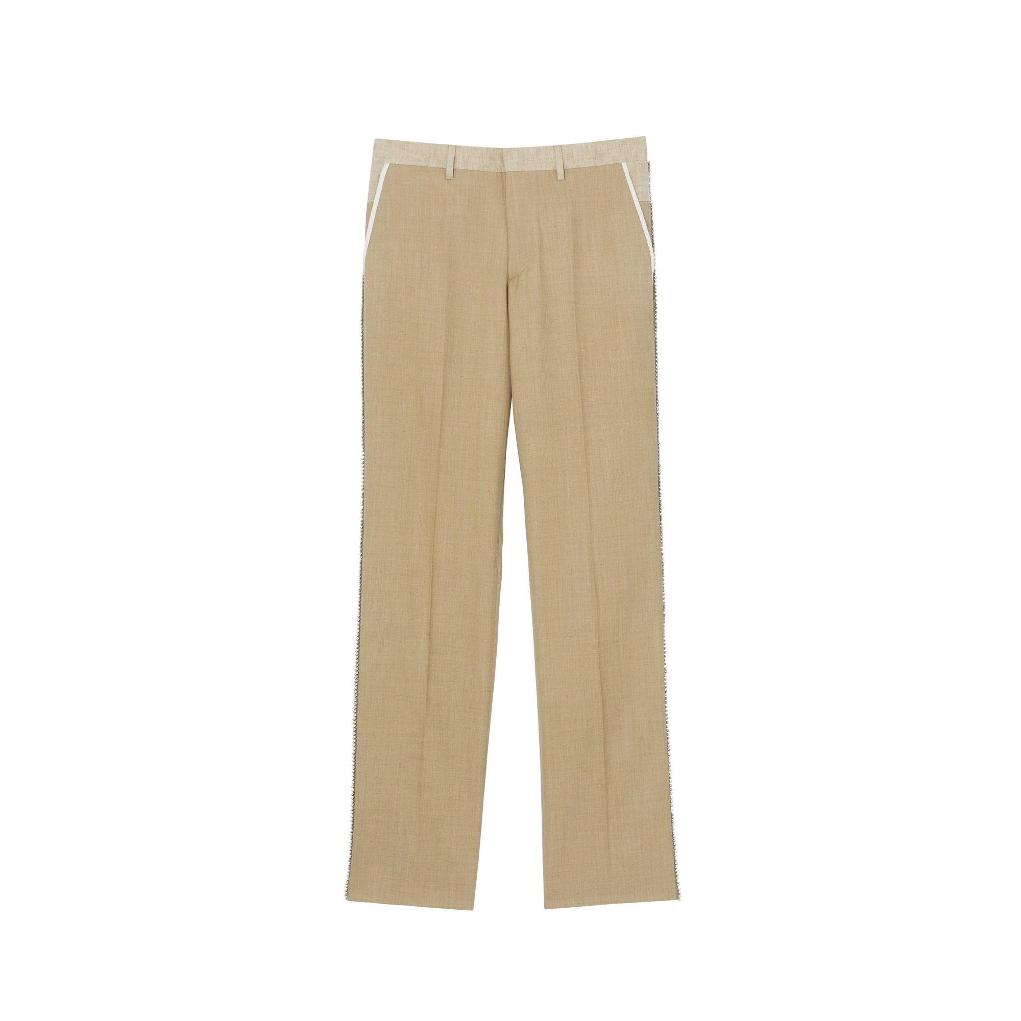 Pantalon en laine et cachemire avec cristaux brodés - Camaïeu de noix de pécan