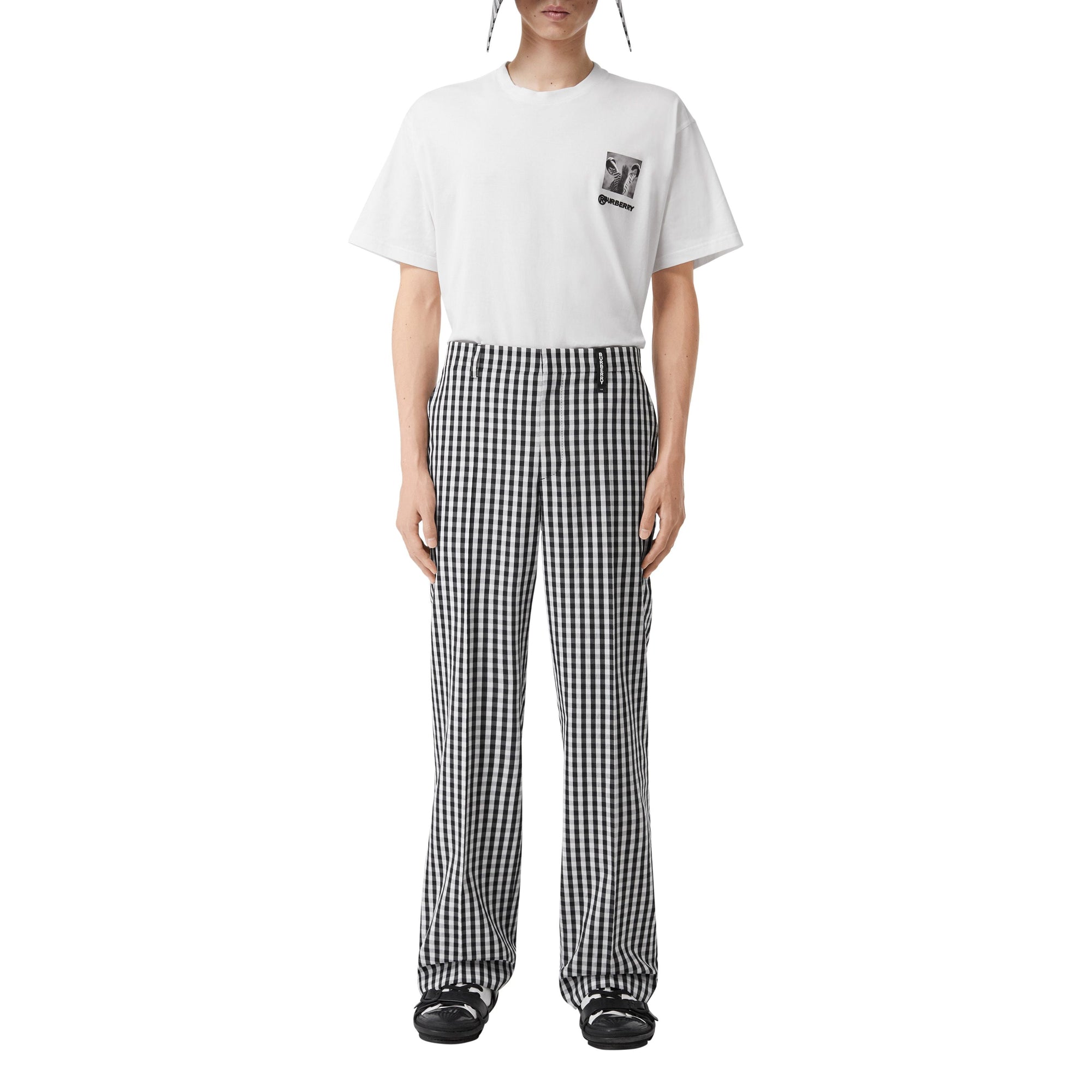BLACK PATTERN Pantalon de costume ample en laine technique vichy