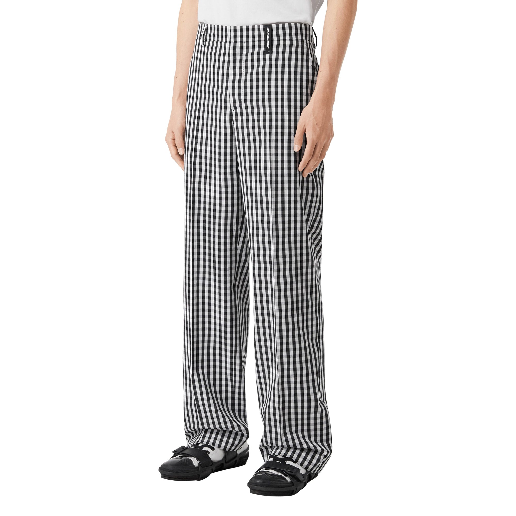 BLACK PATTERN Pantalon de costume ample en laine technique vichy