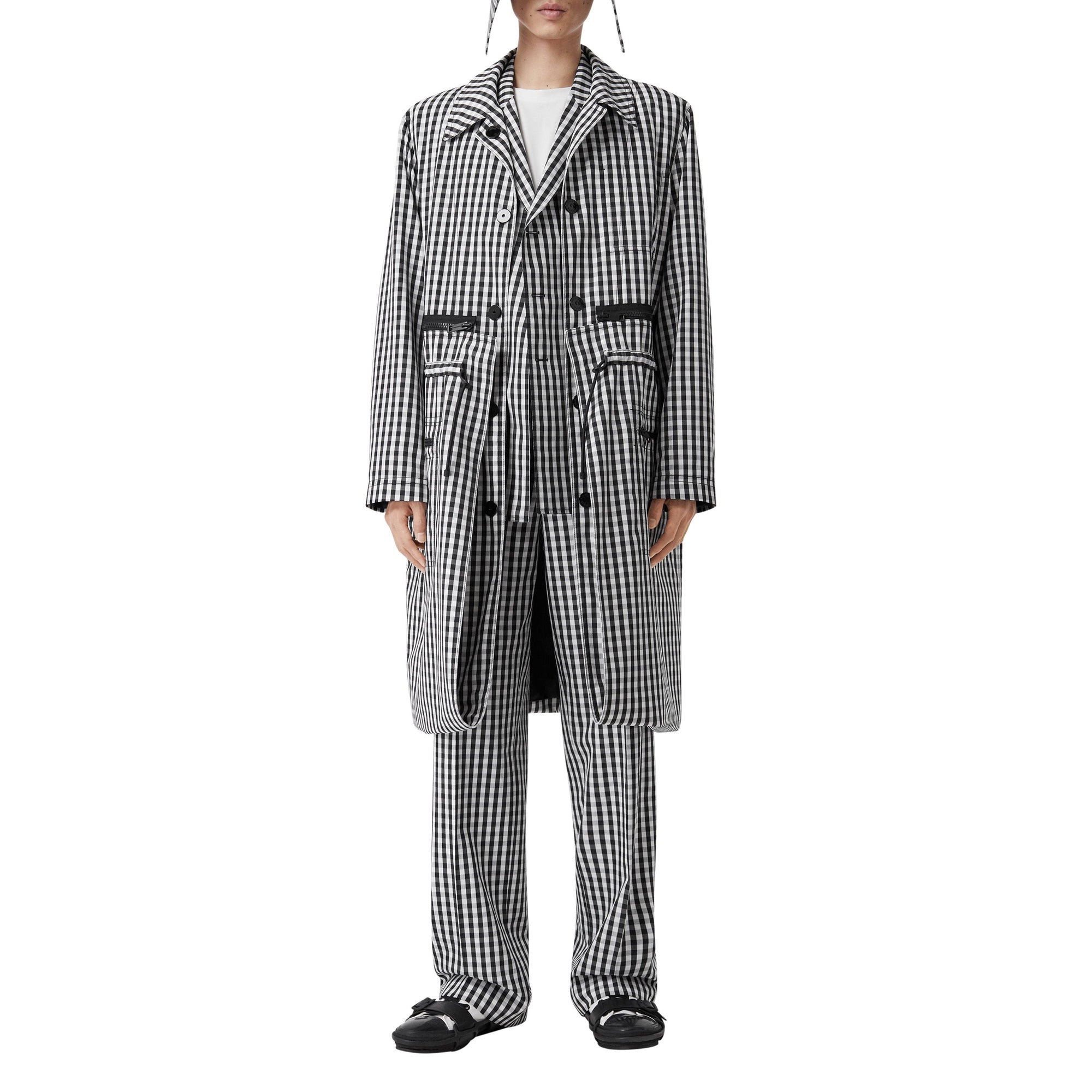 BLACK PATTERN Pantalon de costume ample en laine technique vichy