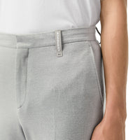 Pantalon ample en jersey de cachemire et soie - Gris galet clair