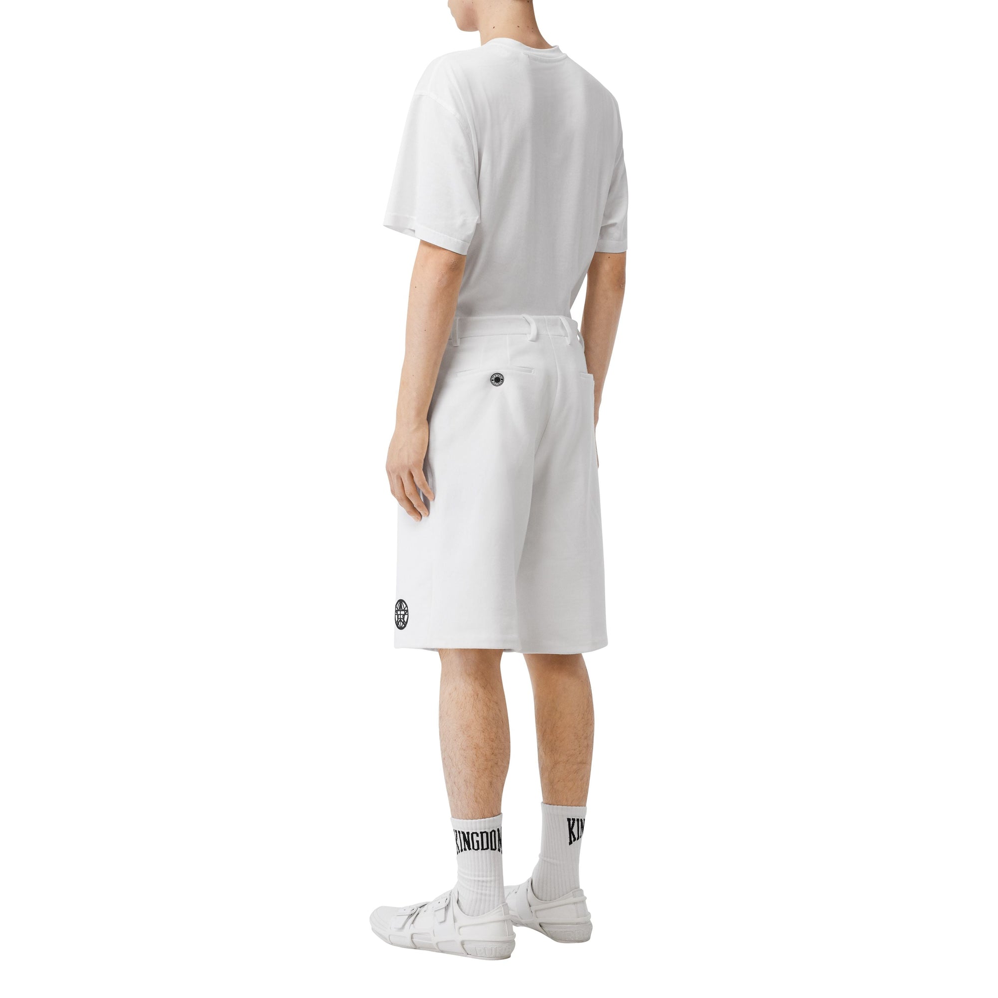 Short ajusté en coton à motif globe - Blanc optique