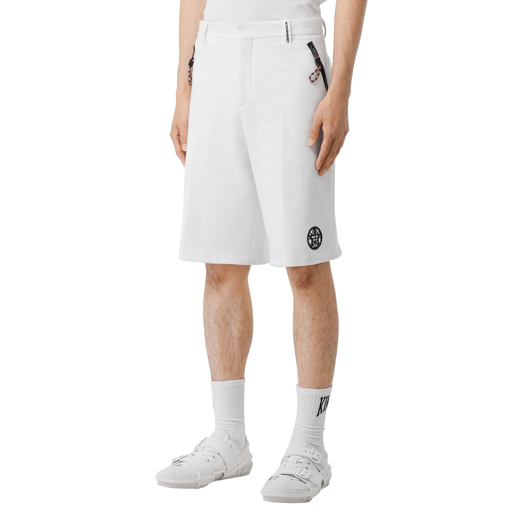Short ajusté en coton à motif globe - Blanc optique