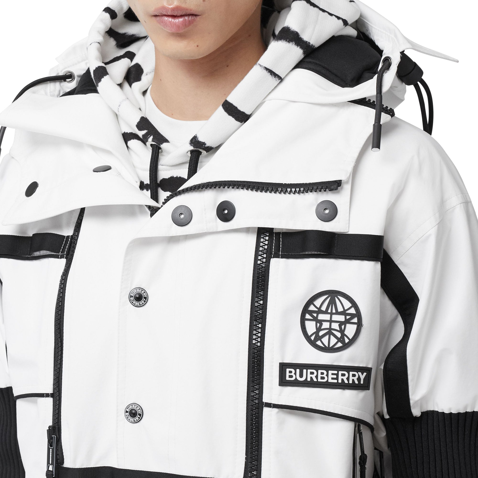 Veste de survêtement déstructurée en nylon avec globe - Blanc optique