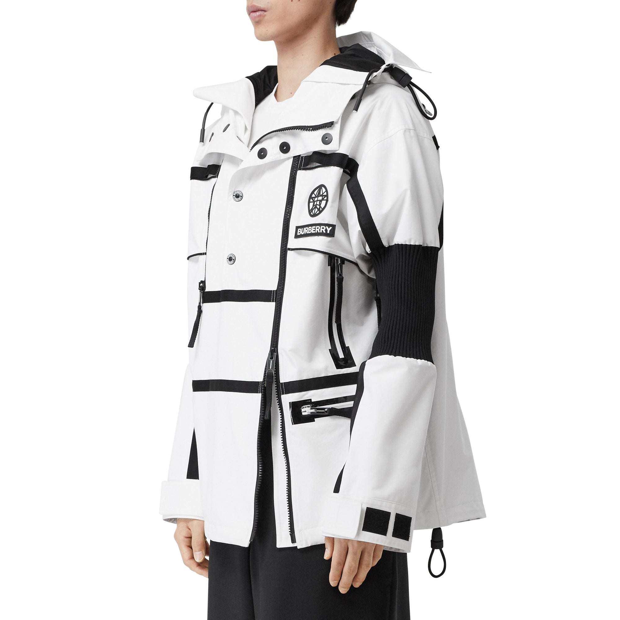 Veste de survêtement déstructurée en nylon avec globe - Blanc optique