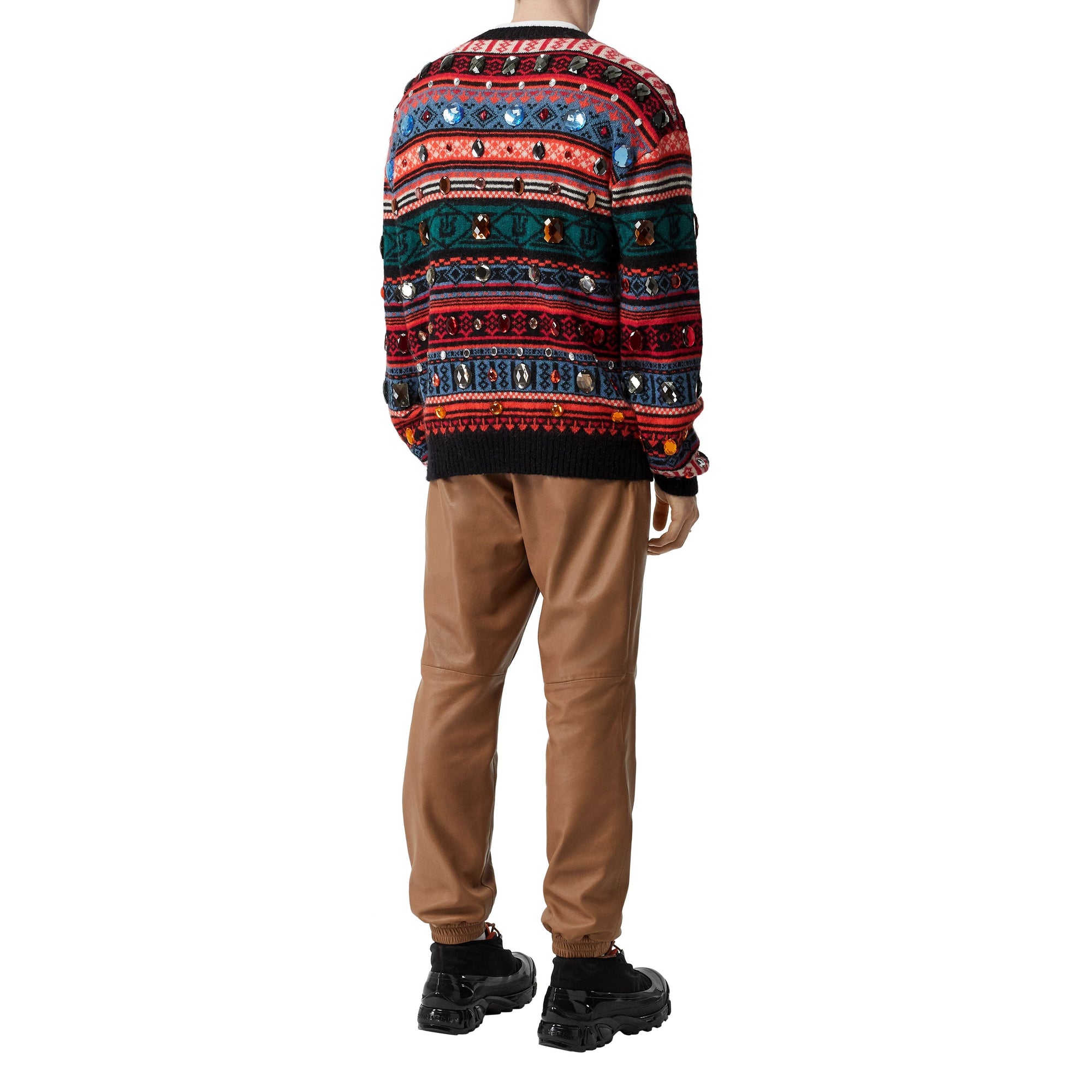 Pull en mohair et laine mélangés à motif fair isle - Orange vif