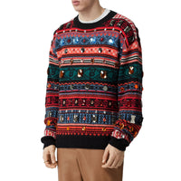 Pull en mohair et laine mélangés à motif fair isle - Orange vif