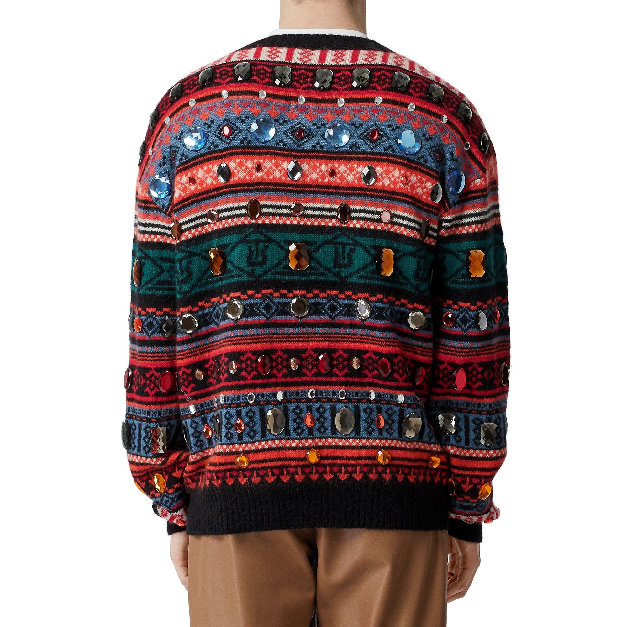 Pull en mohair et laine mélangés à motif fair isle - Orange vif
