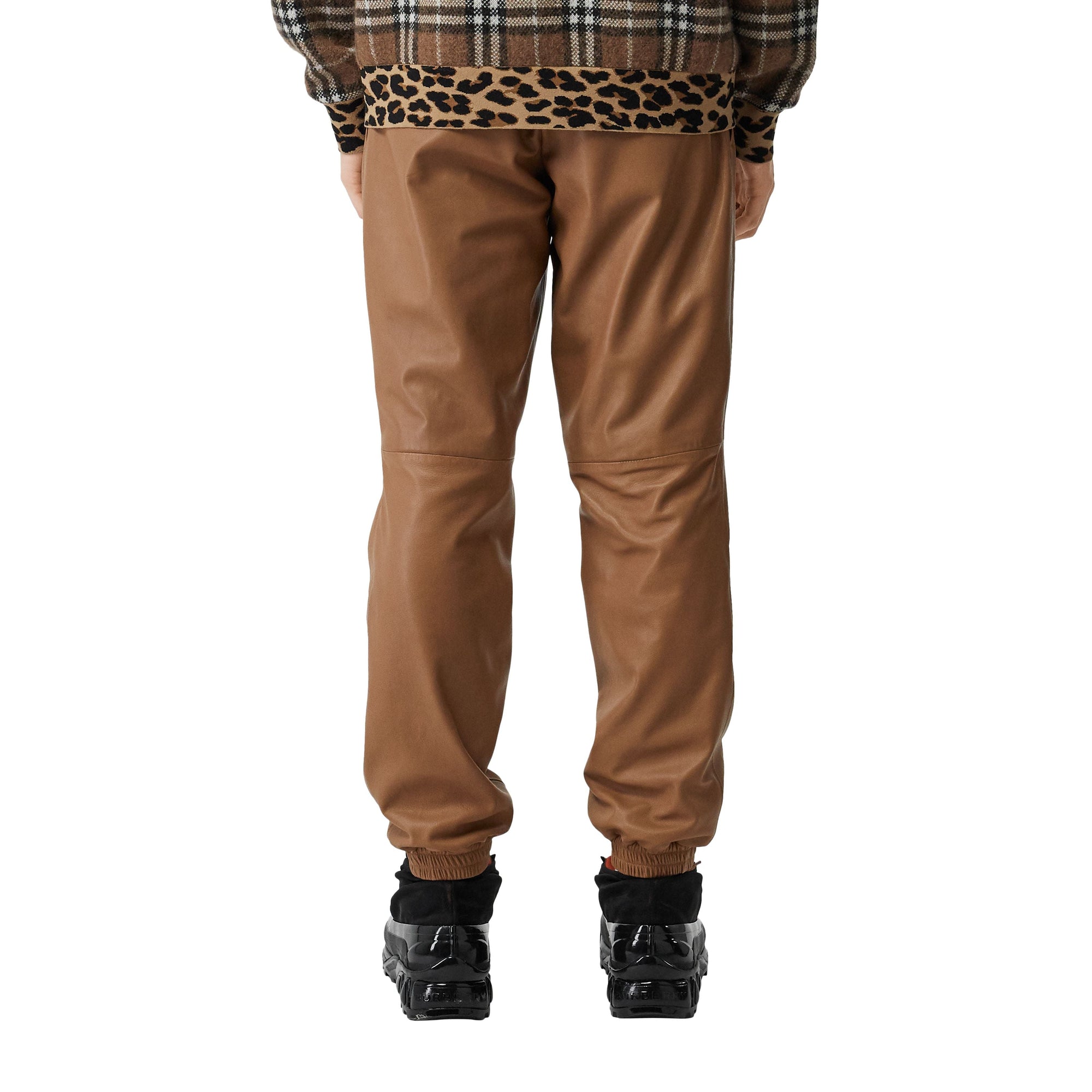 Pantalon de survêtement en cuir d'agneau plongé - Noix intense