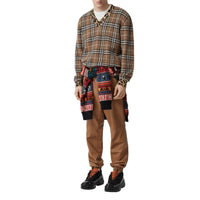 Pantalon de survêtement en cuir d'agneau plongé - Noix intense
