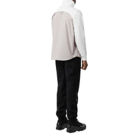 Chemise en coton avec empiècement haut de survêtement et micro-motif check - Beige & Blanc Naturel