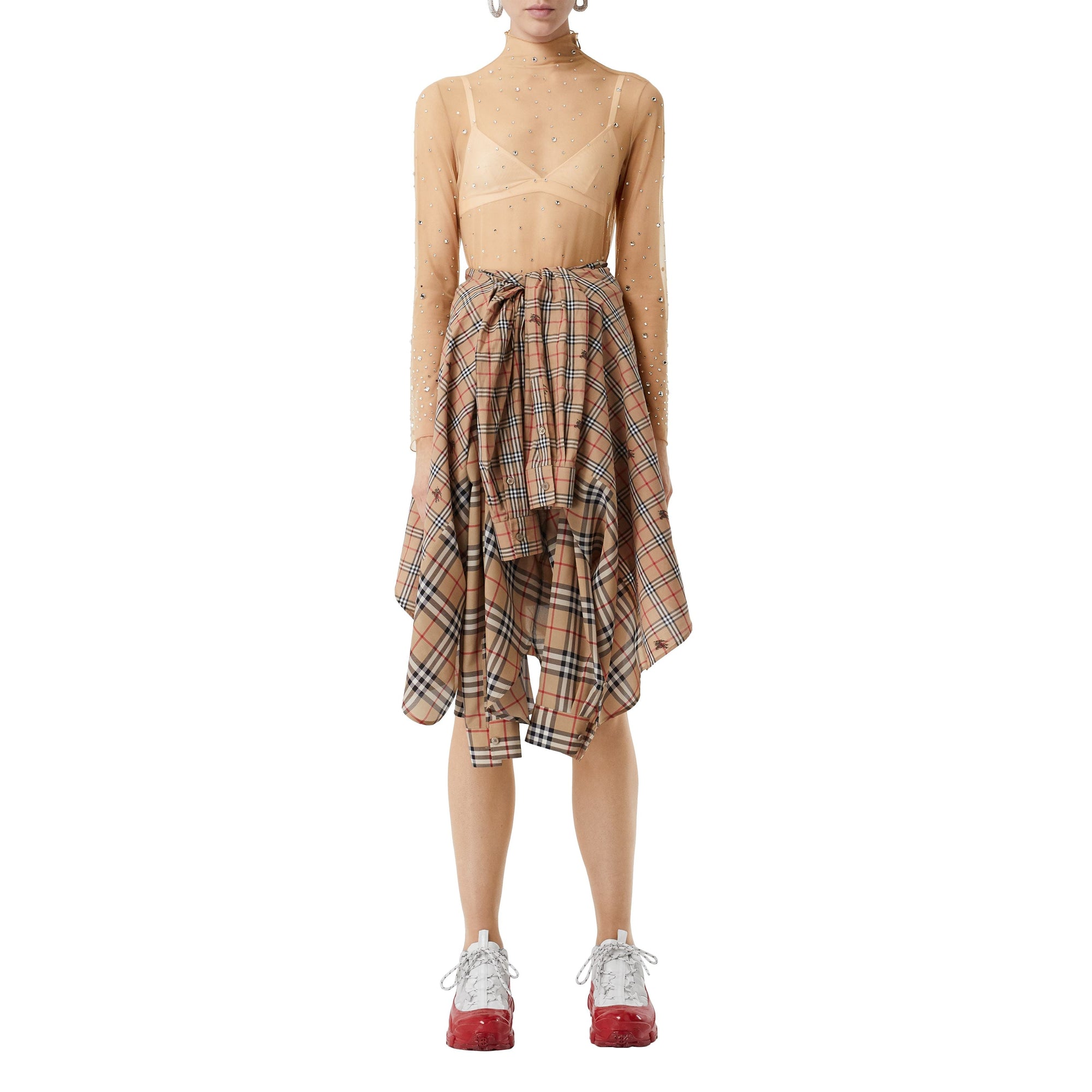 NUDE Haut en mesh stretch avec cristaux