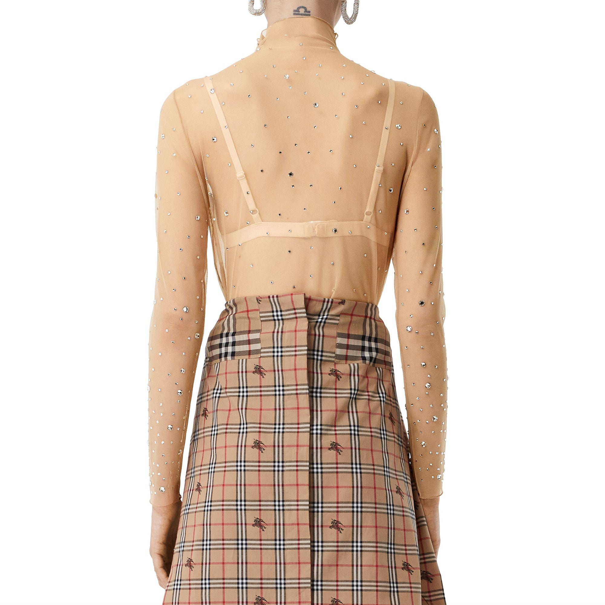 NUDE Haut en mesh stretch avec cristaux