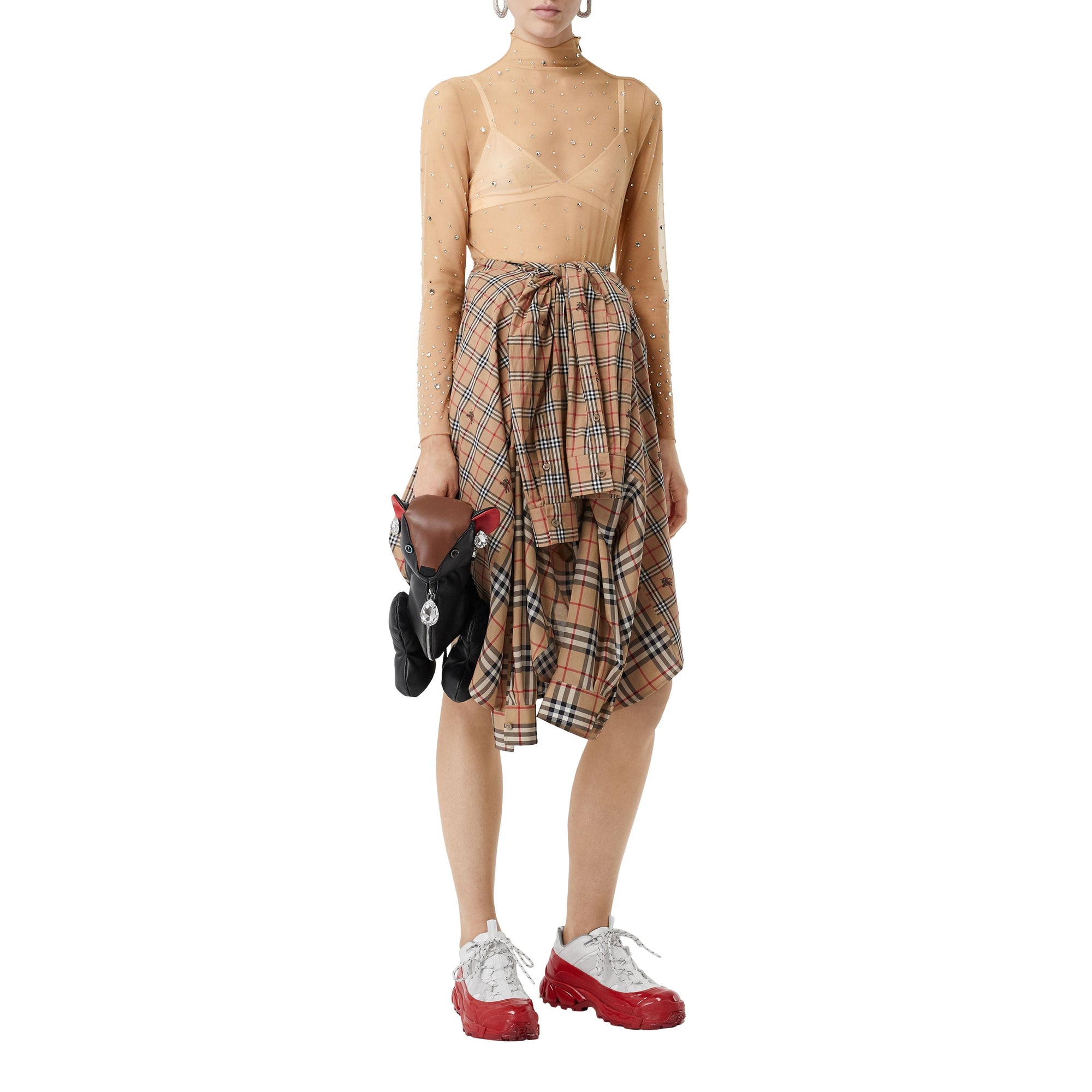 NUDE Haut en mesh stretch avec cristaux