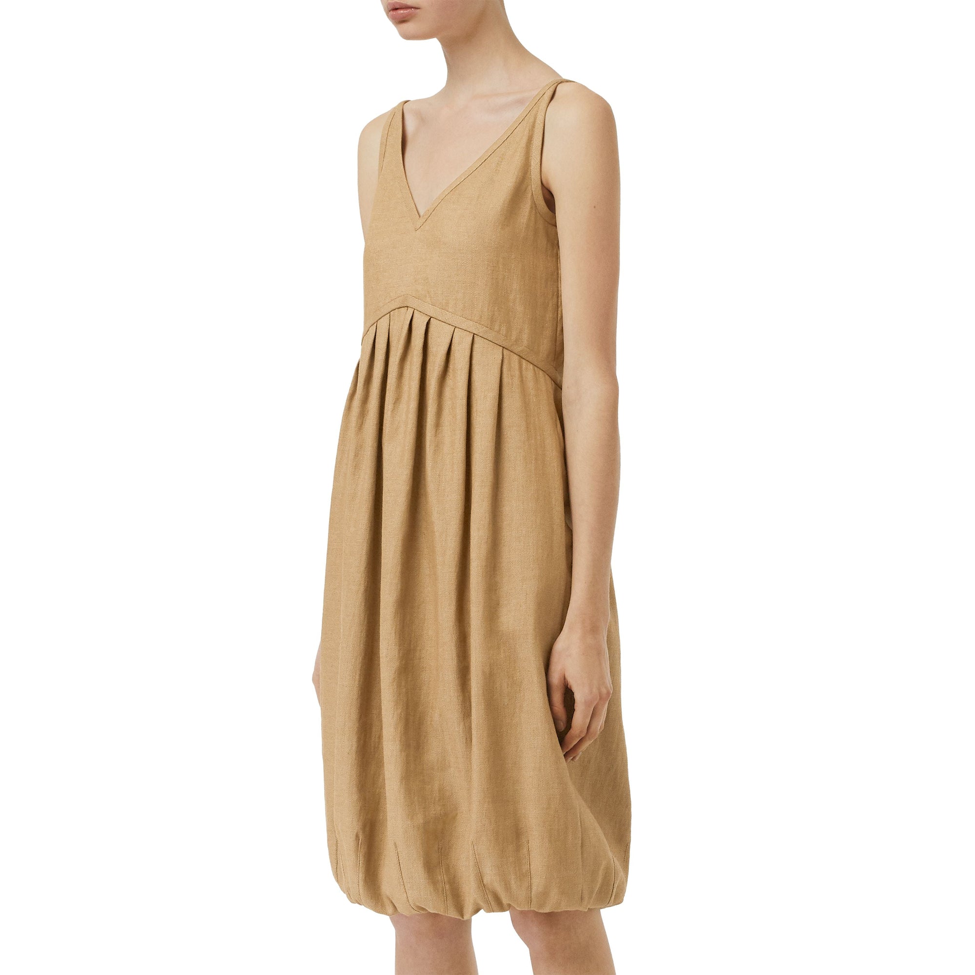 Robe boule en lin mélangé - Miel