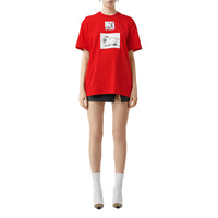 BRIGHT RED T-shirt oversize en coton à imprimé daim