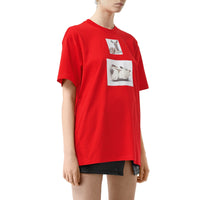 BRIGHT RED T-shirt oversize en coton à imprimé daim