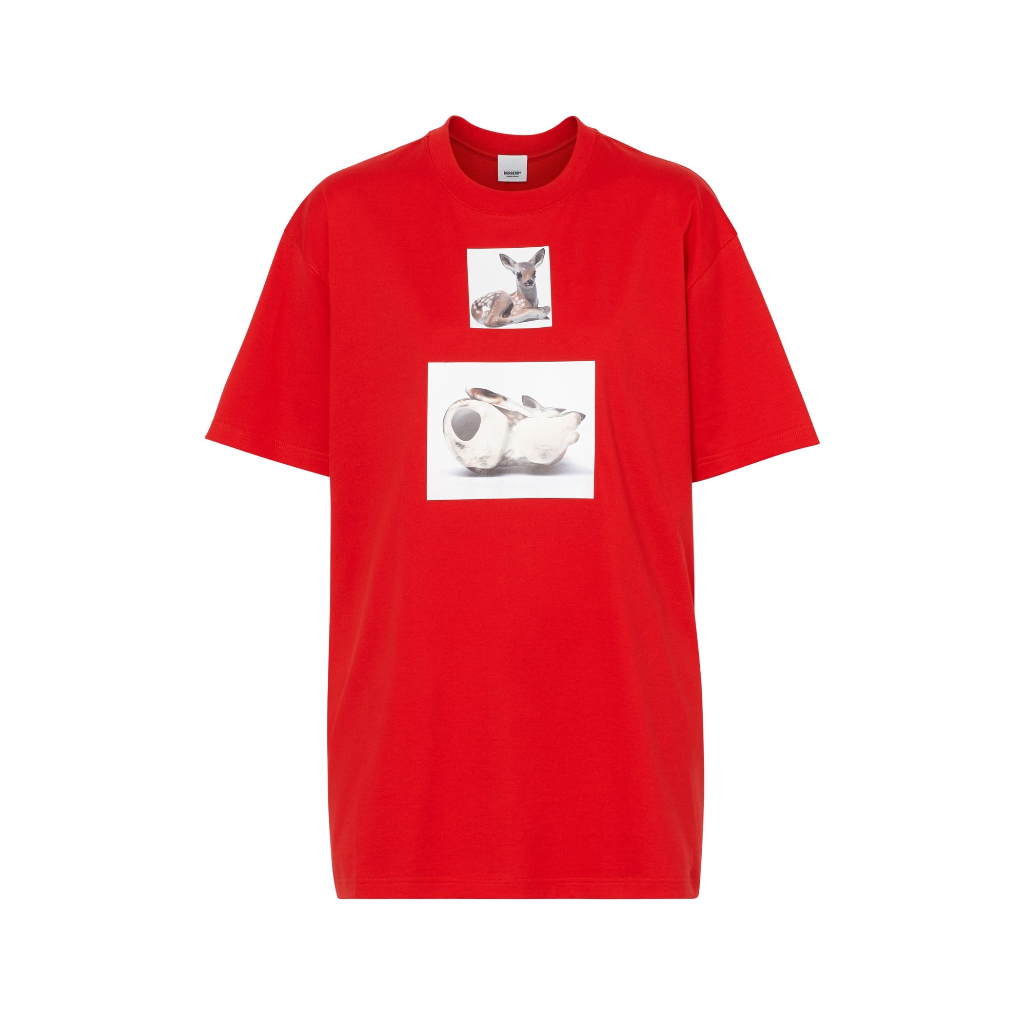 BRIGHT RED T-shirt oversize en coton à imprimé daim